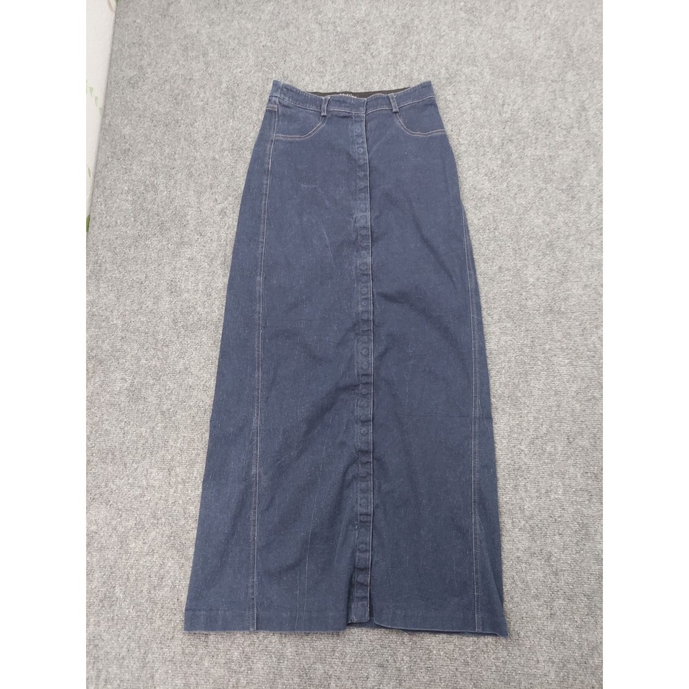 Vtg Equestrian Denim Skirt Women 8 Blue A Line Maxi Bareback Snap‎ Up Jeans
